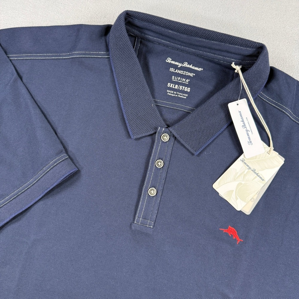 Tommy Bahama Polo Shirt Mens 5XL Blue IslandZone Supima Cotton Short Sleeve NWT